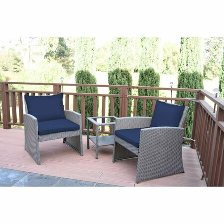 PROPATION 2 in. Mirabelle Bistro Set with Midnight Blue Cushion - 3 Pieces PR2999400